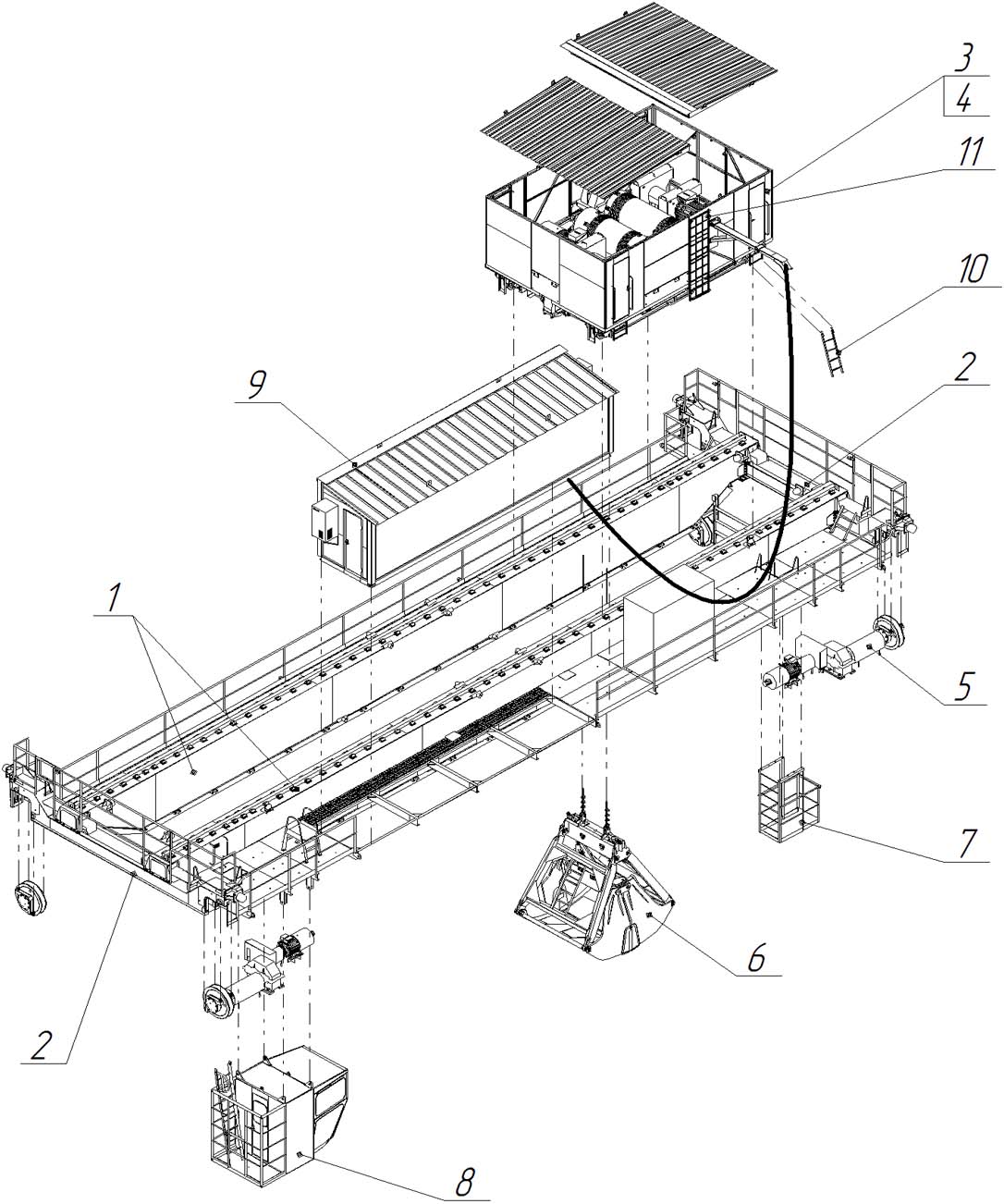 Грейферный кран. Кран грейферный мостовой 5т. Мостовой грейферный кран схема. Схема мостового грейферного крана. Кран грейферный мостовой, q1211032.