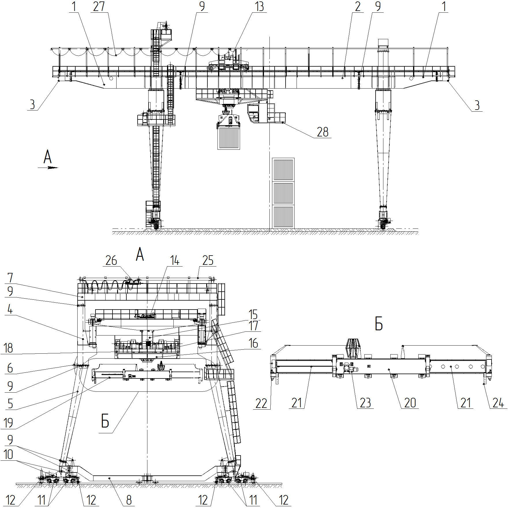 Кран козловий контейнерний